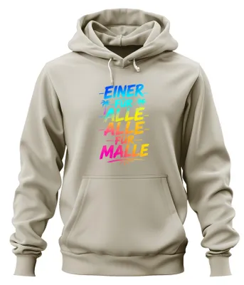 Productafbeelding van Een hoodie voor iedereen, "Alle voor Malle", Mallorca, Ballermann, natuur, maat L