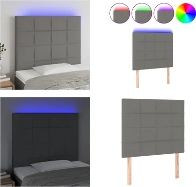 Produktbild von vidaXL LED Kopfteil Dunkelgrau 90x5x118/128 cm Stoff - LED Kopfteil - LED Kopfteile - Kopfteil - Bett-Kopfteil