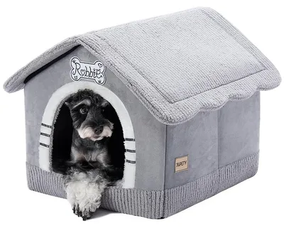 Produktbild von Hundehöhle Hundehaus Hundebett - Hundehöhle XL - 51 x 46 x 46 cm - Für 7 bis 14 kg - Grau