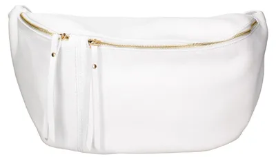 Produktbild von Gave Lux Bauchtasche Damen Dollarprägung Leder Weiß mit Reißverschluss und verstellbarem Riemen Bianco UNICA 47x28x2 cm