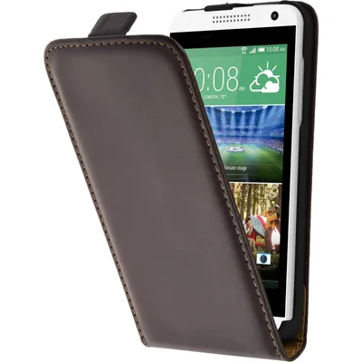 Produktbild von PhoneNatic Kunst-Lederhülle kompatibel mit HTC Desire 610 - Flip-Case braun + 2 Schutzfolien