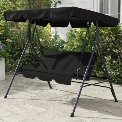 Imagen del producto de Columpio de jardín para 3 personas – Estructura de acero resistente a la intemperie y toldo ajustable para el jardín