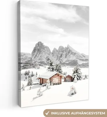 Produktbild von MuchoWow® - Leinwandbilder - Winter - Berge - Landschaft - Schnee, Wandbild, Wanddeko Bilder Wohnzimmer, 30x40 cm