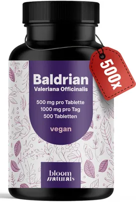 Produktbild von Bloom Naturals Baldrian 500 Tabletten 1000 mg Valeriana