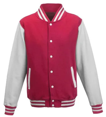 Produktbild von Awdis - Varsity-Jacke (US-College-Stil) für Herren/Damen Uni LT1881 (XXL) (Leuchtend Pink/Weiß)