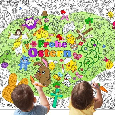 Immagine prodotto di Poster da colorare a tema Pasqua per bambini, tovaglia da colorare, 118 x 84 cm, carta