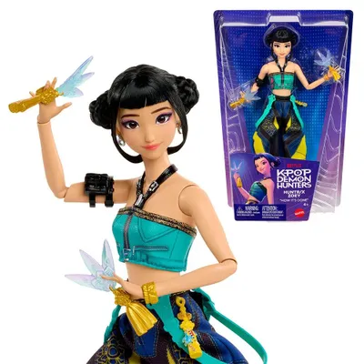 Produktbild von Mattel KPop Demon Hunters HUNTR/X Zoey Modepuppe in abnehmbarem Look mit themenbezogenem Zubehör aus dem Film, Modepuppe, Weiblich, 4 Jahr(e), Mädchen, 298,5 mm, Mehrfarbig