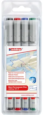 Image de edding Stylo à bille 4-151-4 non-permanent assorti 4 pcs/paquet