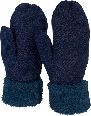 Produktbild von styleBREAKER Damen warme Winter Strick Fäustlinge, Handschuhe mit Rauten Muster, Thermo Fleece, Strickhandschuhe 09010031