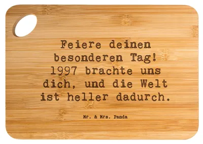 Produktbild von Mr. & Mrs. Panda Frühstücksbrett Spruch 1997 Geburtstag - Transparent - Geschenk, Geburtstagsfeier, besondere Momente, Geburtstagsgeschenk, du bist einzigartig, geboren