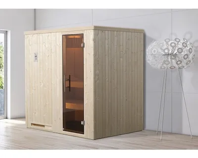 Obrázek produktu pro sauna z masivního dřeva Weka Halmstad GT 1 vč. 7,5 kWkamen vč. digitální ovládání s celoskleněnými dvířky v grafitové barvě