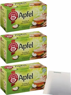 Produktbild von Teekanne Fruchtiger Apfel 20 Teebeutel 3er Pack (3x60g Packung) + usy Block