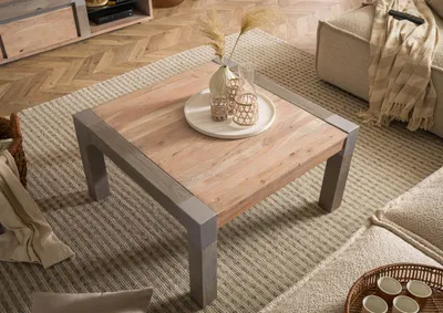 Produktbild von MASSIVMOEBEL24 Couchtisch Akazie 85x85x45 beige lackiert Amsterdam #119