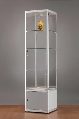Produktbild von Standvitrine 115500-O, 500 x 500 x 2000 mm, LED-Beleuchtung, mit Unterschrank