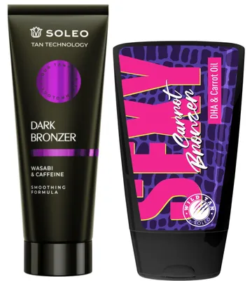 Productafbeelding van Soleo Tan Technology Dark Bronzer bruiningslotion 200 ml + Wild Tan Sexy Carrot Bronzer bruiningslotion 125 ml