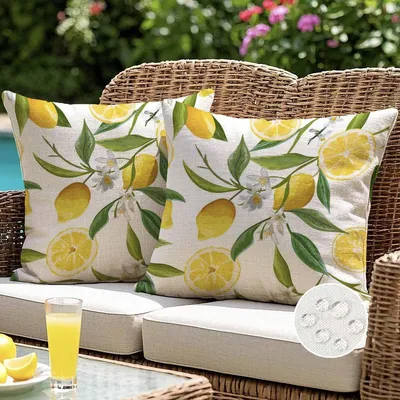 Productafbeelding van Weerbestendige Buiten Kussenhoes met Citroenprint 50 x 50 cm