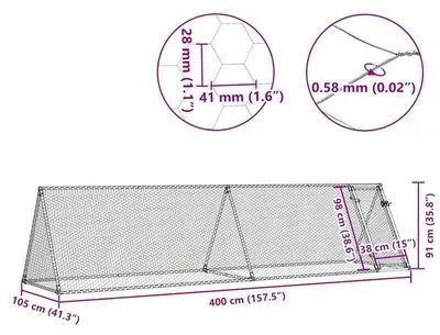 Immagine prodotto di Gabbia metallica per piccoli animali domestici, dimensioni 400x105x91 cm