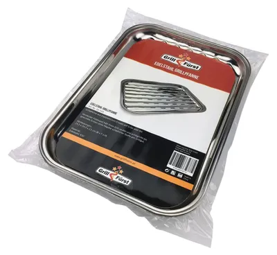 Productafbeelding van Roestvrijstalen grillschaal 24 x 34 cm, herbruikbaar en duurzaam