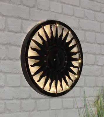 Produktbild von Metall Solar Wand Deko SONNE - 40 cm - Wandbild bleuchtet für Balkon und Terrasse