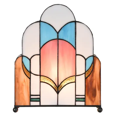 Produktbild von Clayre & Eef Tiffany Tischlampe 30x4x25 cm Weiß Rosa Glas