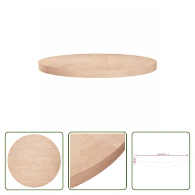 Immagine prodotto di The Living Store Piano del tavolo rotondo Ø80x4 cm Rovere massiccio non trattato