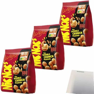 Produktbild von Lorenz Nic Nac's Barbecue 3er Pack (3x110g Packung) + usy Block
