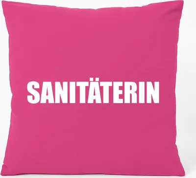 Produktbild von Huuraa Kissen Sanitäterin Schriftzug 40x40cm mit Füllung Fuchsia Baumwolle Dekokissen Geschenkidee