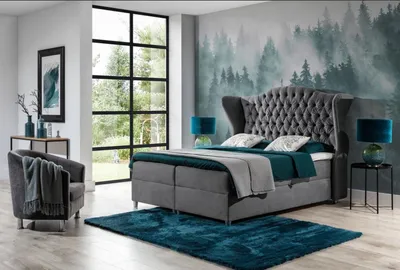 Produktbild von Luxus-Boxspringbett 180x200 RIANA – grau + GRATIS-Topper