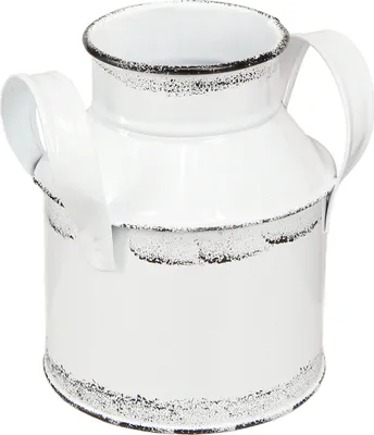 Produktbild von Deko Kanne Metall Weiß Schwarz 13cm 2er Set Landhaus, 2 Stück