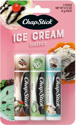 Zdjęcie produktu dla Chapstick | Balsam do ust Ice Cream Classic - 3 sztuki - 12 ml - Nawilżający - Fudge Sundae, Mint