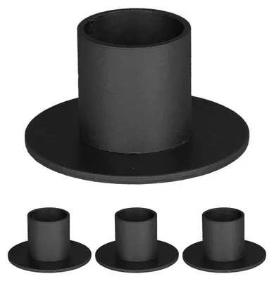 4er-Set Kerzenhalter aus Metall, schwarz, 2 cm