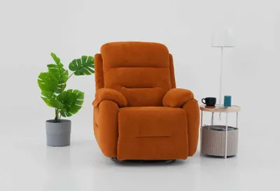 Image de Fauteuil relax moderne orange avec repose-pieds et fonction inclinable