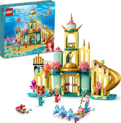 Produktbild von LEGO 43207 Disney Arielles Unterwasserschloss, Prinzessinnen-Spielzeug-Schloss, Geschenkidee für Mädchen und Jungen ab 6 Jahren mit Arielle die kleine Meerjungfrau und 4 Delfin-Tier-Figuren