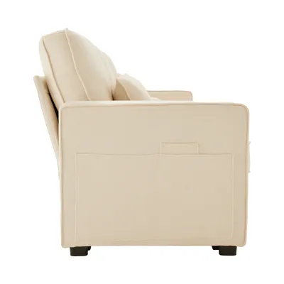 Produktbild von MERAX 4-Sitzer mit Seitentaschen und Getränkehälter XXL-Sofa mit USB,Chaiselounge,Polstermöbel mit Zierkissen