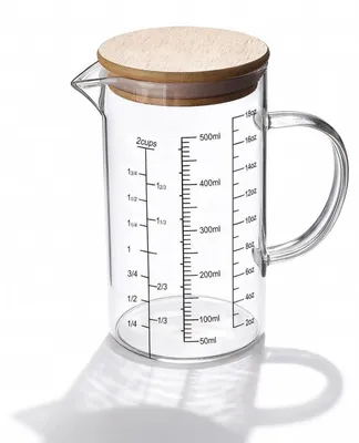 Produktbild von Messbecher Glas 500 ml Borosilikatglas mit Bambusdeckel
