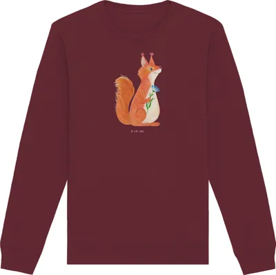Produktbild von Mr. & Mrs. Panda Baumwoll Pullover Eichhörnchen Blume Größe XL - Burgundy - Geschenk, Lachen, Sweatshirt, Rundhals, Spaß, Bio, Motivation Bilder, Spruch Positiv, Pulli