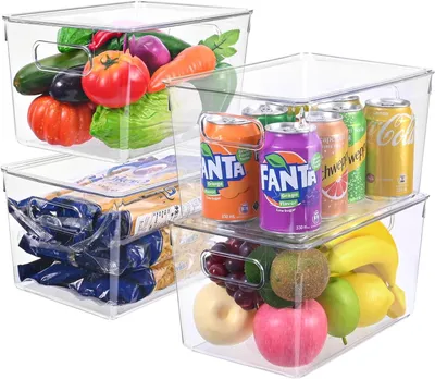 Produktbild von Famanu Kühlschrankorganizer große Behälter - transparent, 4 Stück