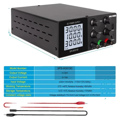 Produktbild von Laborstromversorgung, LCD-Display, einstellbare Ausgangsspannung, SPS-W3010D Schwarz