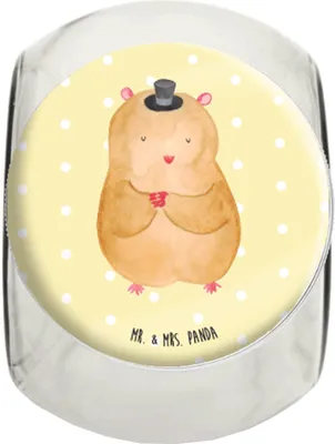 Produktbild von Mr. & Mrs. Panda Bonbonglas Hamster Hut XL 2000ml - Gelb Pastell - Geschenk, Zwerghamster, Kaffeedose, Zauberer, glasbehälter, Teedose, Lustige Sprüche, Magier, Zylinder