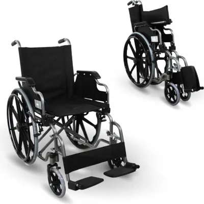 Produktbild von Mobiclinic, Faltrollstuhl, Giralda, Rollstuhl für ältere und behinderte Menschen, klappbare Arme und abnehmbare Fußstützen, schwarz, Sitzbreite 46 cm