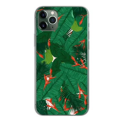 Produktbild von MuchoWow® Handyhülle Schutzhülle Hülle für iPhone 11 Pro Max Blumen - Blätter - Muster Silikon Softcase Handy Hülle - Schutz