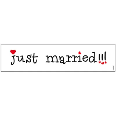 Produktbild von Just Married Deko Nummernschild für Hochzeitsauto weiß / rot / schwarz