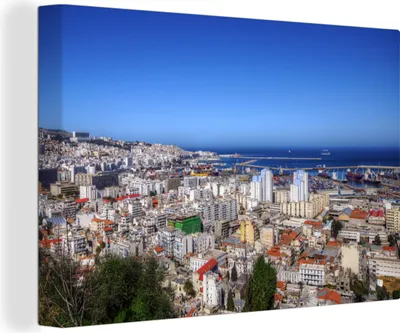 Obrázok produktu pre OneMillionCanvasses® - Obraz na plátne - 140x90 cm, Modrá obloha nad alžírskym mestom Alžír, nástenná umelecká dekorácia - Fotografia na plátne - Maľba na drevenom ráme