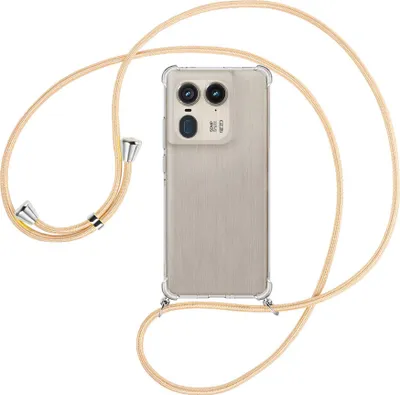 Produktbild von Handykette Backcover-Schutzhülle mit Band (Metall silberfarben) für Motorola Edge 50 Ultra 5G - Goldkordel
