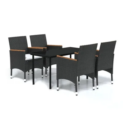 Produktbild von vidaXL 5-tlg. Garten-Essgruppe mit Kissen Schwarz