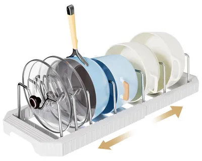 Ausziehbarer Topfdeckelhalter, 7 Fächer, 32–55 cm, weiß