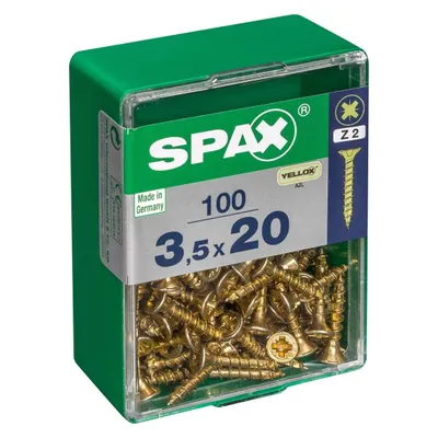 Immagine prodotto di Set di 100 viti in acciaio pozidriv SPAX testa svasata, Diam.3,5 mm x L.20 mm