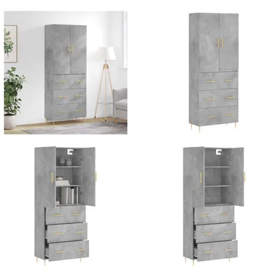Produktbild von vidaXL Highboard Betongrau 69,5x34x180 cm Holzwerkstoff - Highboard - Highboards - Sideboard - Schrank