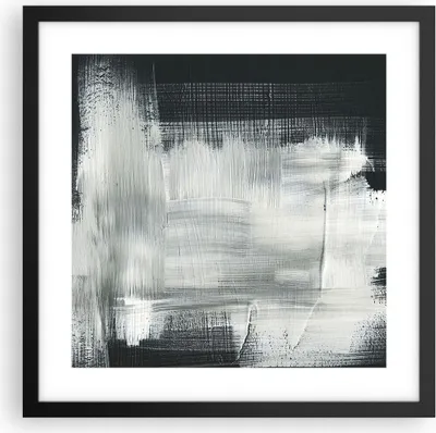 Produktbild von Gerahmtes Poster - Schwarzer Rahmen - Abstraktion Schwarz Weiß - 40x40 cm - Wand Bild - Wanddeko - Wandbilder - Wandposter - Bilderrahmen - Bilder - Kunstdruck - Wandbild - P2BAC40x40-4173