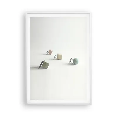 Produktbild von Gerahmtes Poster - Weißer Rahmen - Symbol Kugel Würfel - 70x100 cm - Wand Bild - Wanddeko - Wandbilder - Kunstposter - Wandposter - Bilderrahmen - Bilder - Kunstdruck - P2WPA70x100-4688